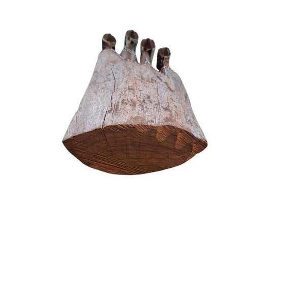 Hand-Carved Wooden Sculpture With Tribal Face Design - 10" Tall Unique Rustic De - Picture 3 of 5